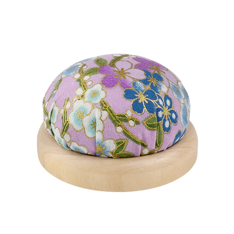 Vintage Embroidery Pin Cushion Wooden Base | Needle Holder Sewing Pin Cushion QXL A4
