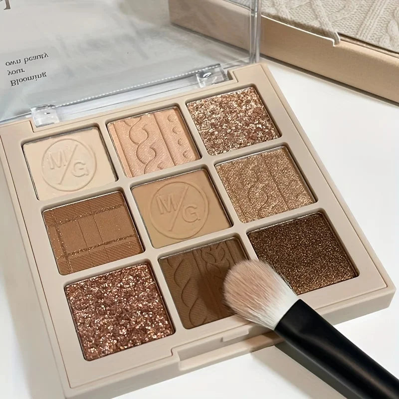 9-Color Earth Tone Eyeshadow Palette | Matte & Pearlescent Eyeshadow Palette QXL