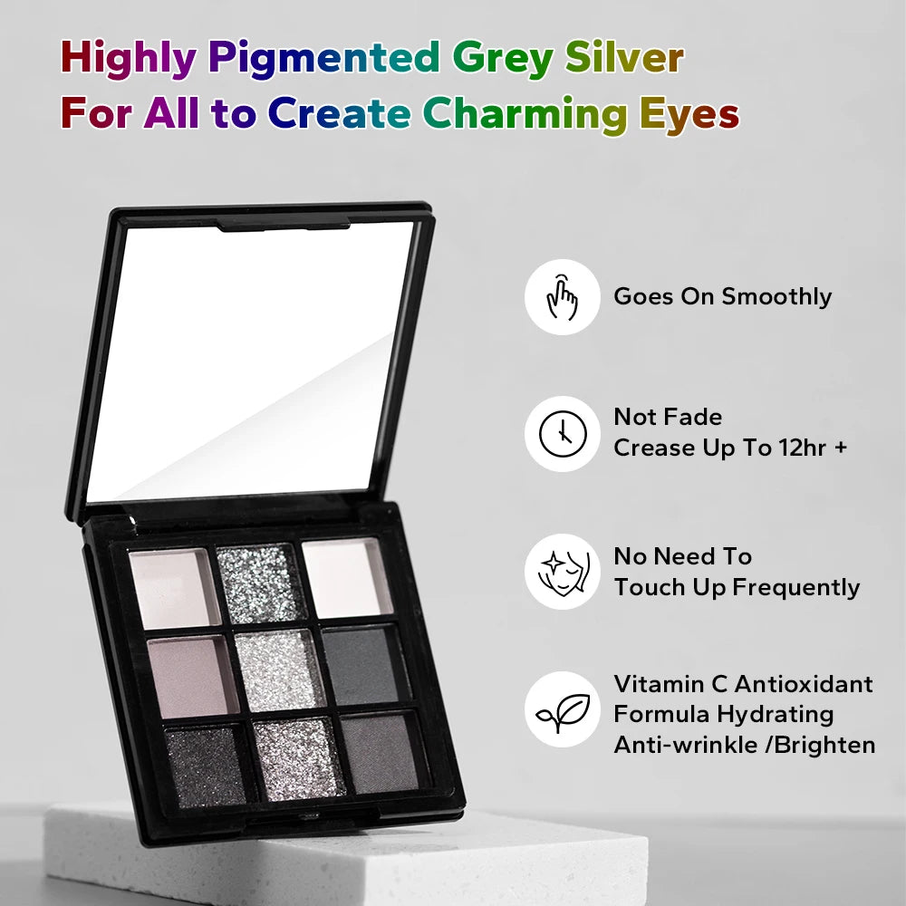 9-Color Waterproof Eyeshadow Palette | Matte & Shimmer Smoky Eyeshadow Palette QXL