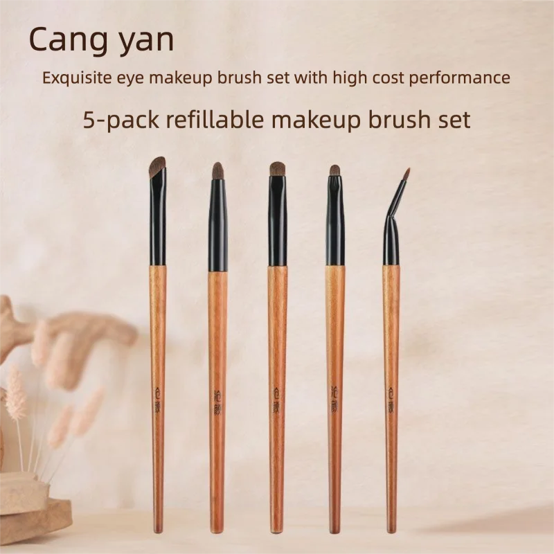 5-Piece Horsehair Detail Eye Brush Set – Eyeshadow & Eyelid Eye Brush Set QXL 5 brushes