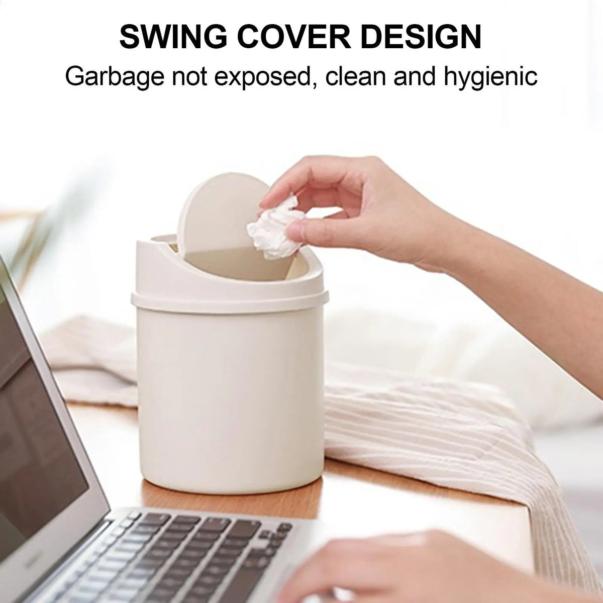 Mini Desktop Trash Can with Flip Lid | Portable Wastebasket Desktop Trash Can QXL