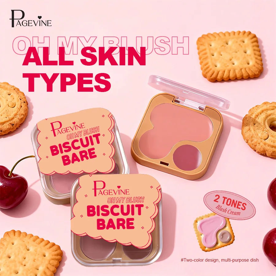 PAGEVINE 2-Tone Cream Blush & Contour Palette | High Pigment Cream Blush Palette QXL