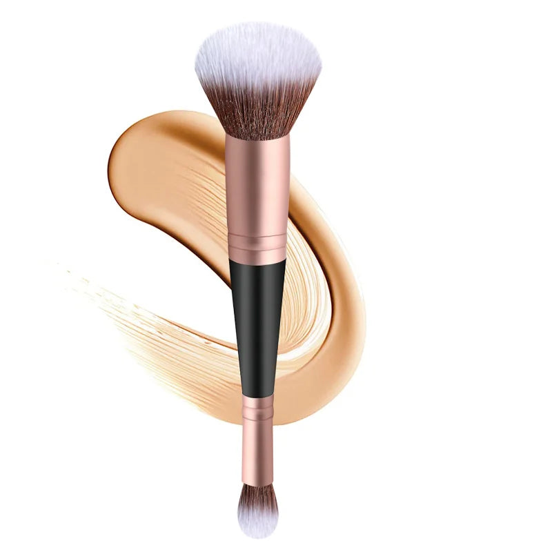 2-in-1 Double-Ended Makeup Brush | Foundation, Blush & Concealer Makeup Brush QXL Black-rose golden China Mainland