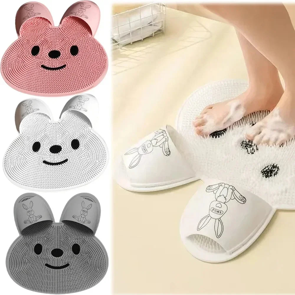 Rabbit Shower Foot Scrubber & Massage Mat | Back Scrubber Foot Scrubber Mat QXL