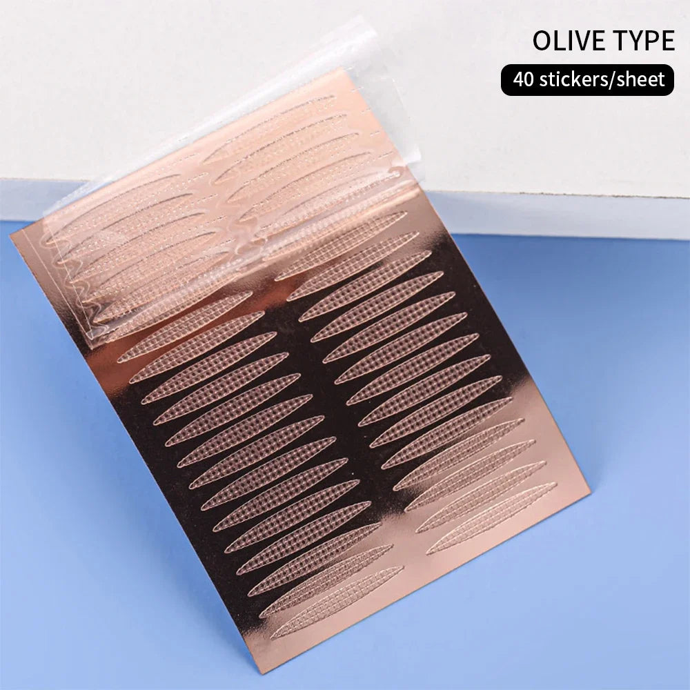40-Pc Invisible Double Eyelid Tape | Clear & Beige Stickers Eyelid Tape Stickers QXL Olive type 1
