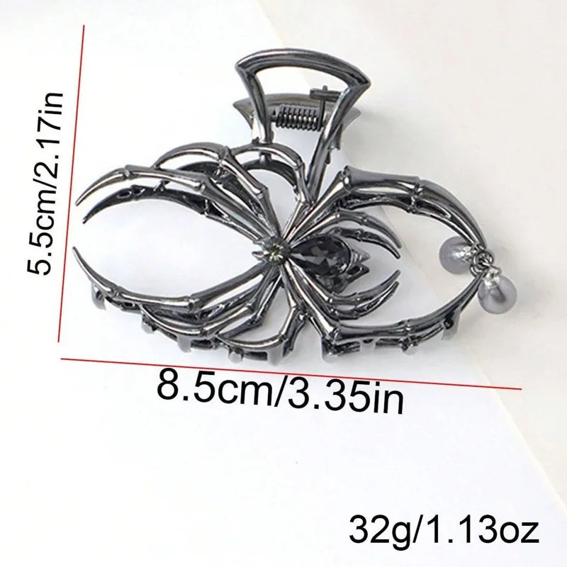 Gothic Spider Hair Claw Clip | Metal Pearl Shark Clip Gothic Hair Clip QXL