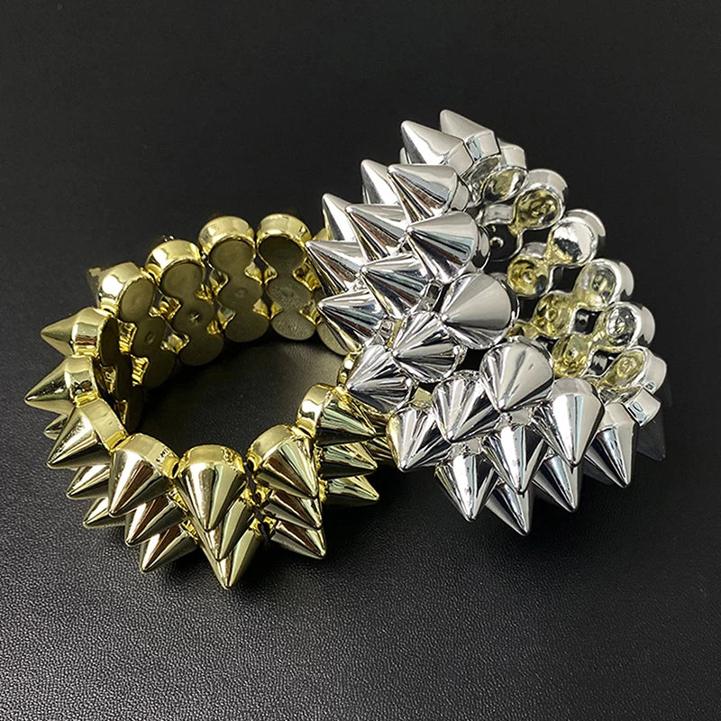 Y2K Triple Layer Spiked Bracelet | Punk Goth Charm Bracelet Punk Charm Bracelet QXL