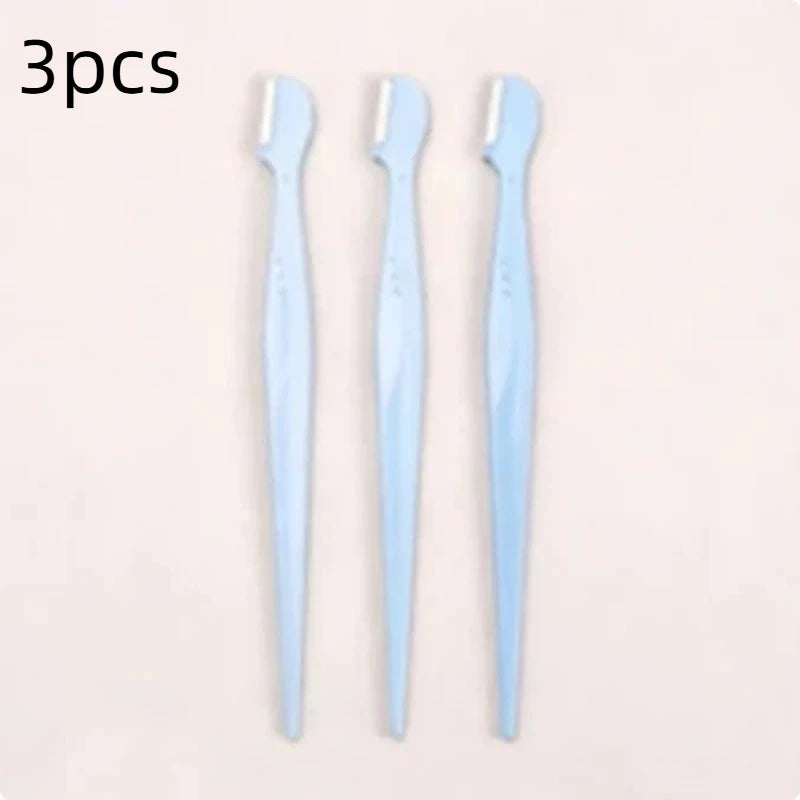 Precision Round Head Eyebrow Trimmers | Stainless Steel 2/3/5-Pack Eyebrow Trimmer QXL 3pcs Light blue