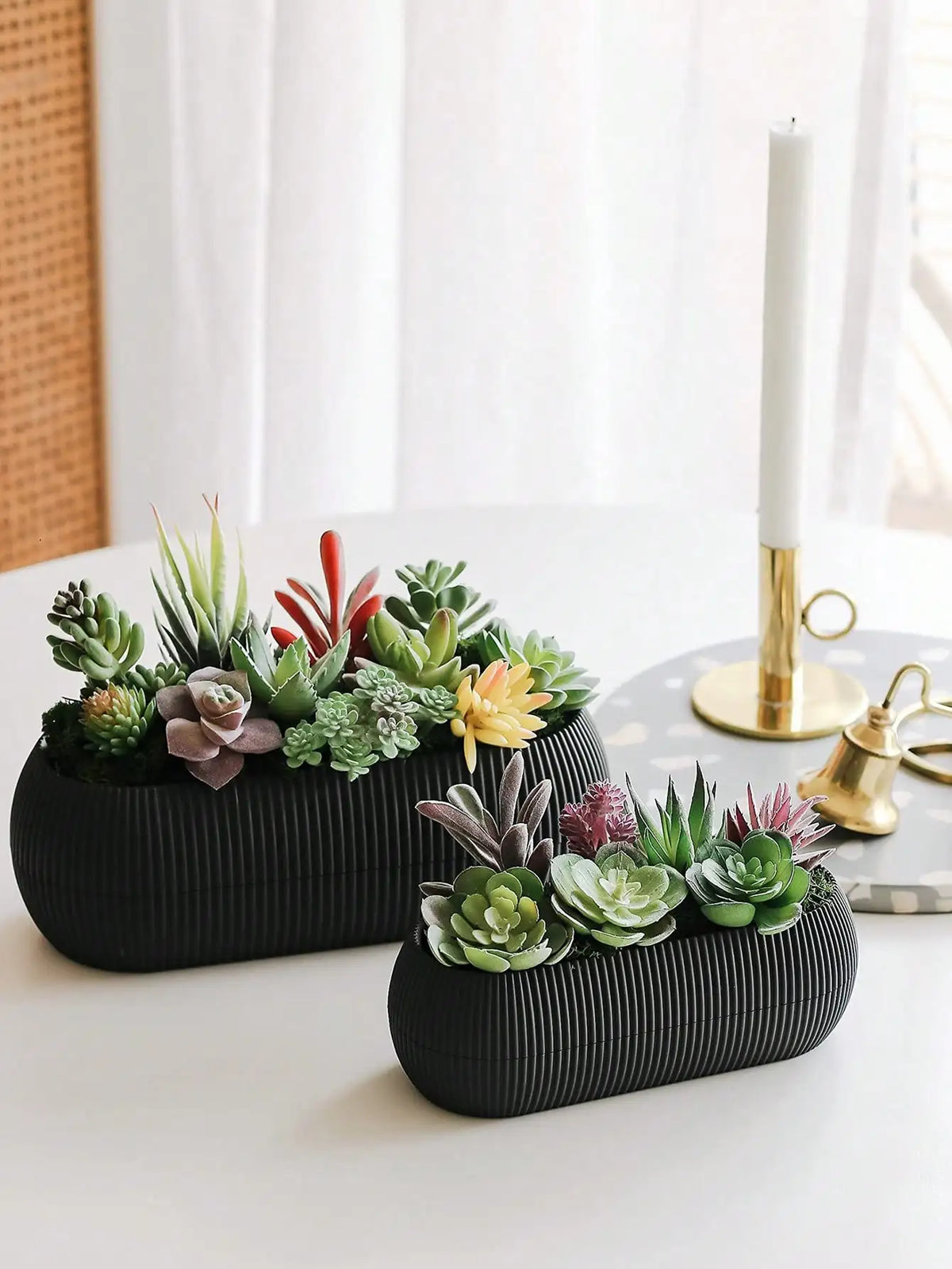 Mini Faux Succulents & Cactus Set | Flocked Artificial Plants Artificial Succulents QXL