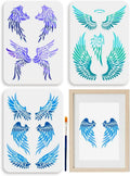 Angel Wings Painting Stencils 3-Pack + Brush | Reusable PET Craft Stencil Set QXL AECH04-13588