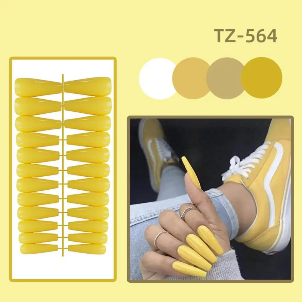 24-Pc Long Ballet Press-On Nails | Full Cover False Nail Set Press-On Nail Set QXL