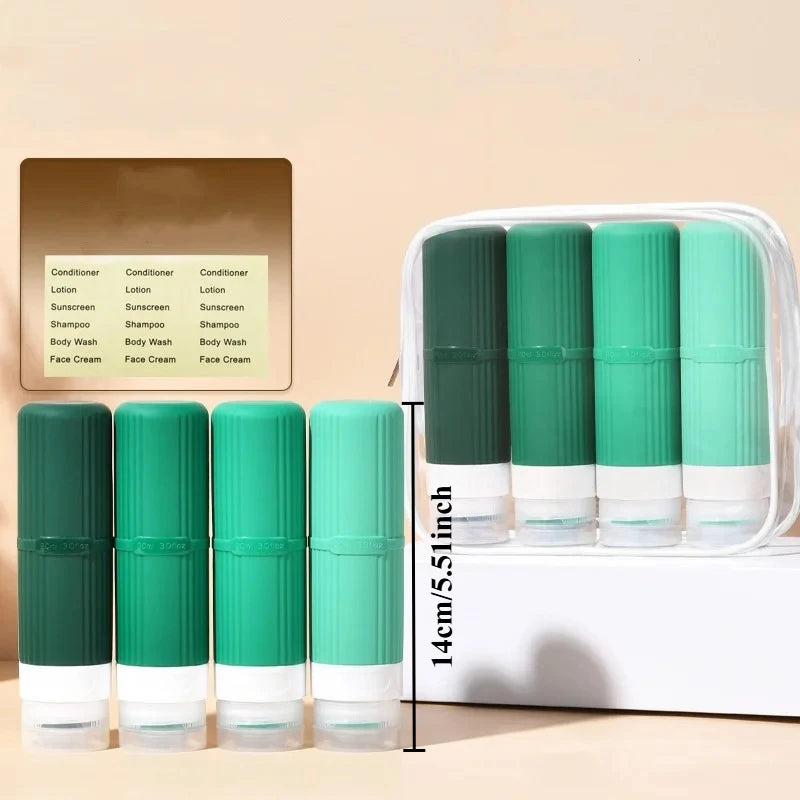 4-Pack Refillable Travel Bottles – Leak-Proof Squeeze Set Travel Bottle Set QXL