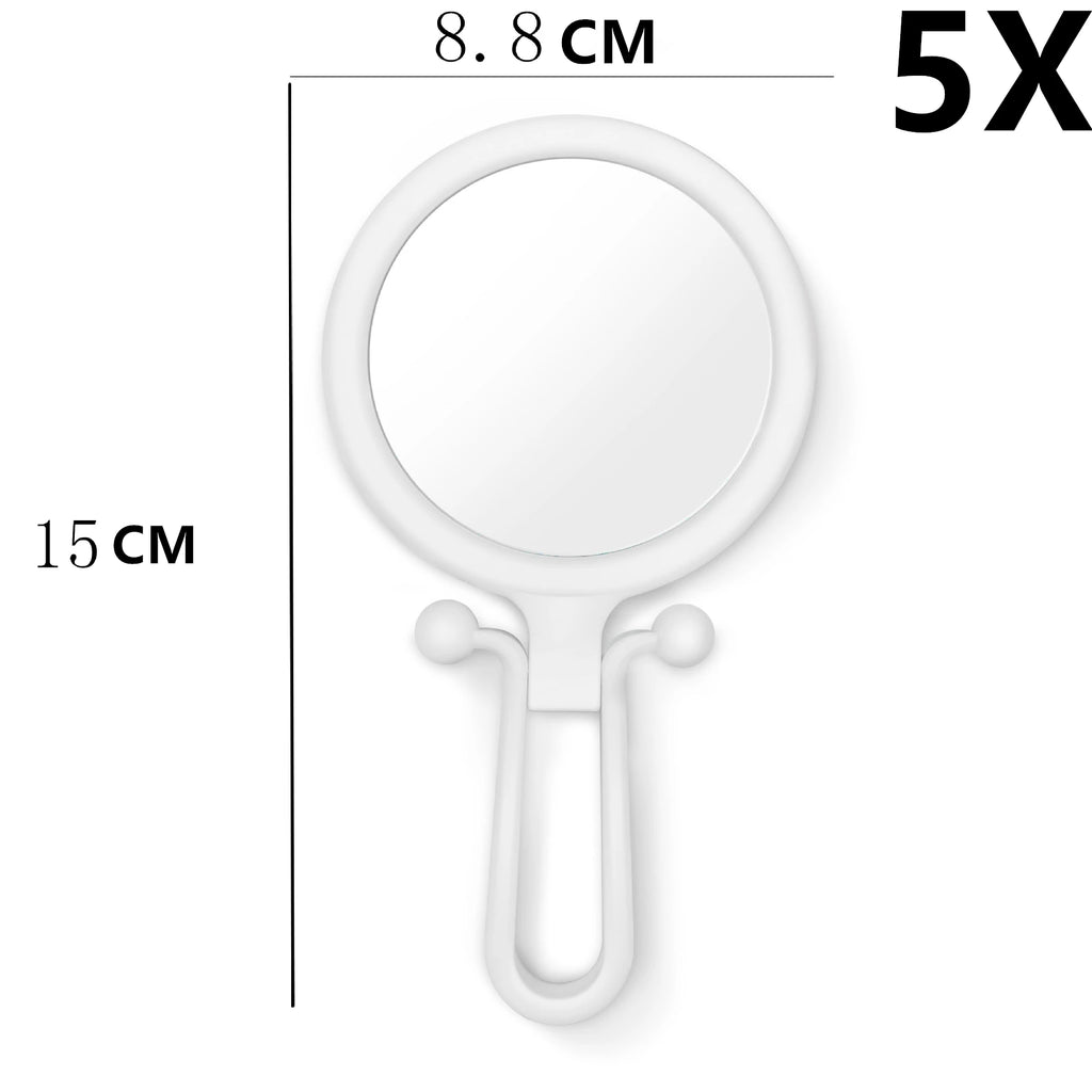 Double-Sided Magnifying Handheld Mirror 2x 5x 10x Travel Magnifying Makeup Mirror QXL White 5X