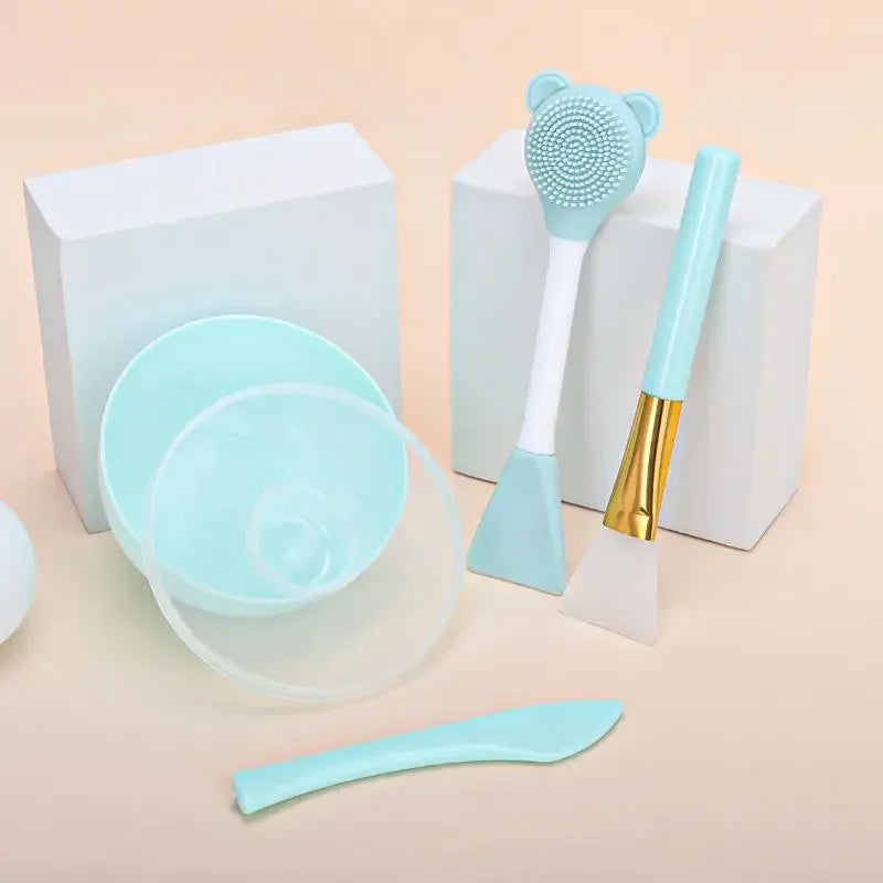 4-Piece Face Mask Mixing Bowl Set | DIY Spatula & Brush Kit Face Mask Tool Set QXL
