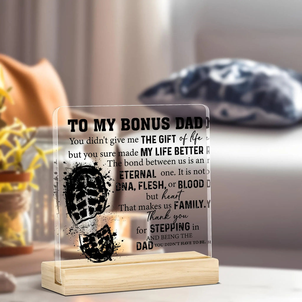 Bonus Dad Acrylic Plaque | Stepdad Father's Day Gift Decorative Desk Plaque QXL