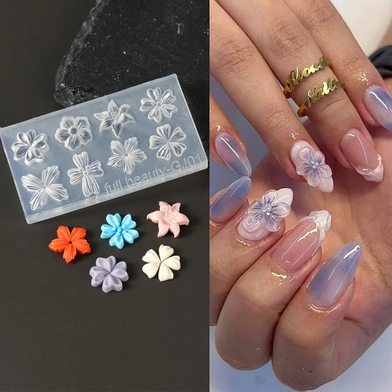 3D Floral Silicone Nail Mold | DIY Spring Flower Manicure Silicone Nail Mold QXL
