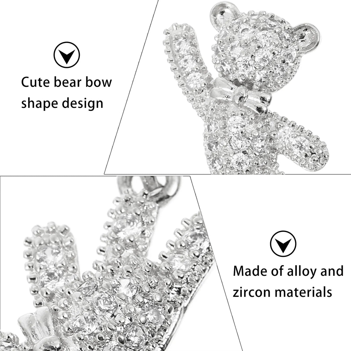 5-Pack Bear Nail Art Studs | Kawaii Zircon Bowknot Charms Nail Art Charms QXL