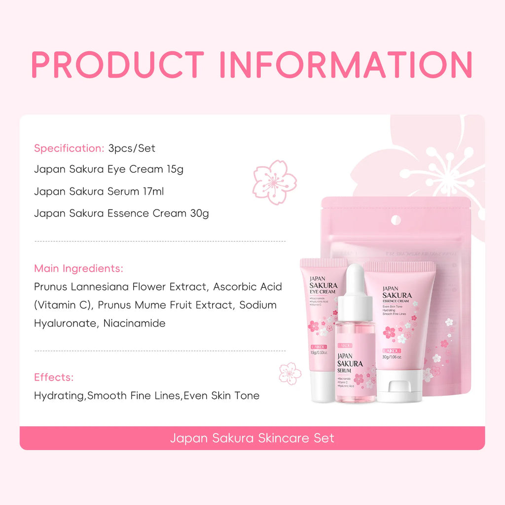 LAIKOU 3-Pc Travel Skincare Set – Serum, Eye Cream & Moisturizer Travel Skincare Set QXL