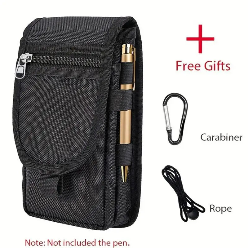 Casual Oxford Cloth Phone Waist Bag with Pen Slot | Black Phone Waist Bag QXL Black