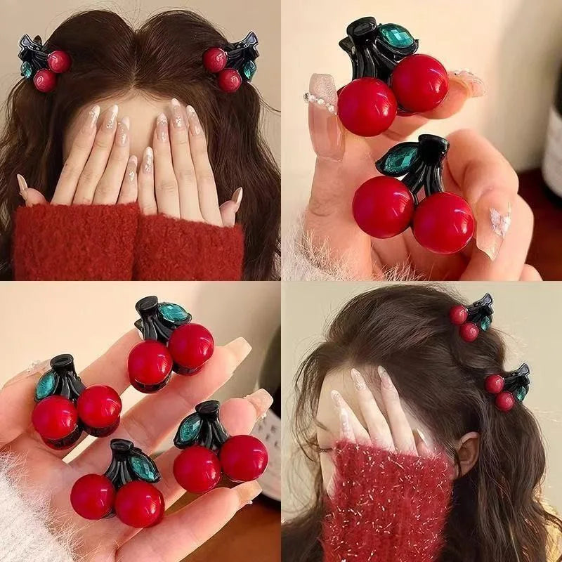 Cherry Crab Claw Hair Clip – Cute Small Hairpin for Women & Girls Hair Claw Clip QXL