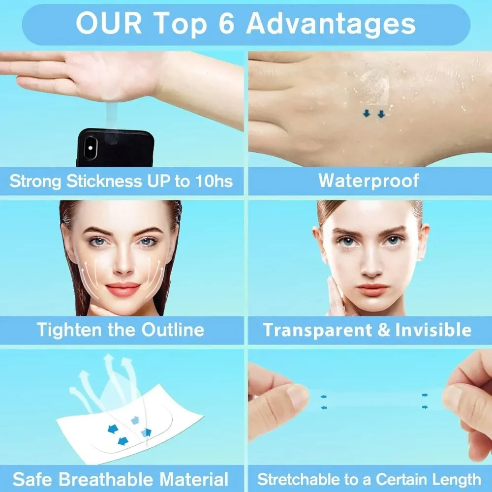 Invisible Waterproof Face Lift Tape | 50/100-Pack Patches Face Lift Tape QXL