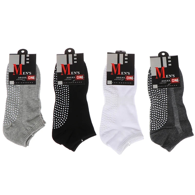Men's Cotton Non-Slip Yoga Socks | Grip Pilates & Gym Yoga Grip Socks QXL