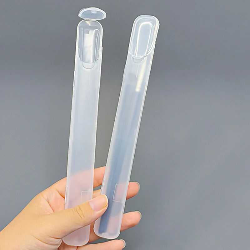 Portable Transparent Makeup Brush Storage Box with Lid Makeup Brush Organizer QXL