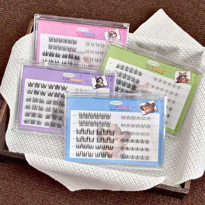 Glueless Self-Adhesive Cluster Lashes | Natural Curly DIY Cluster False Lashes QXL