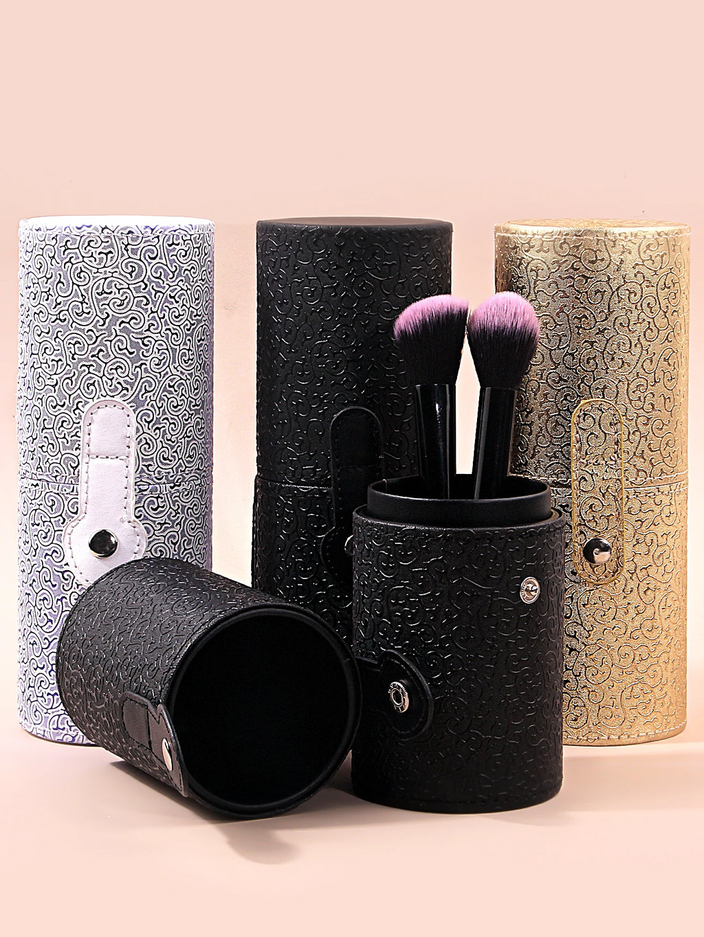 KOSSHOW PU Leather Makeup Brush Holder | Dustproof Cylinder Makeup Brush Holder QXL