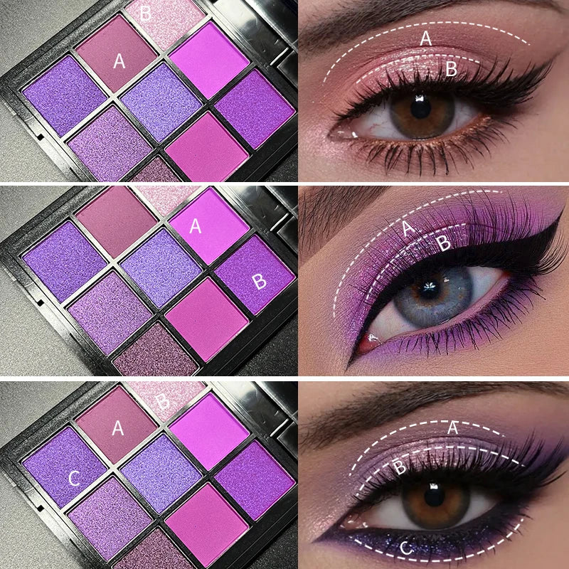 VERONNI 9-Color Purple Eyeshadow Palette | Matte & Shimmer Eyeshadow Palette QXL