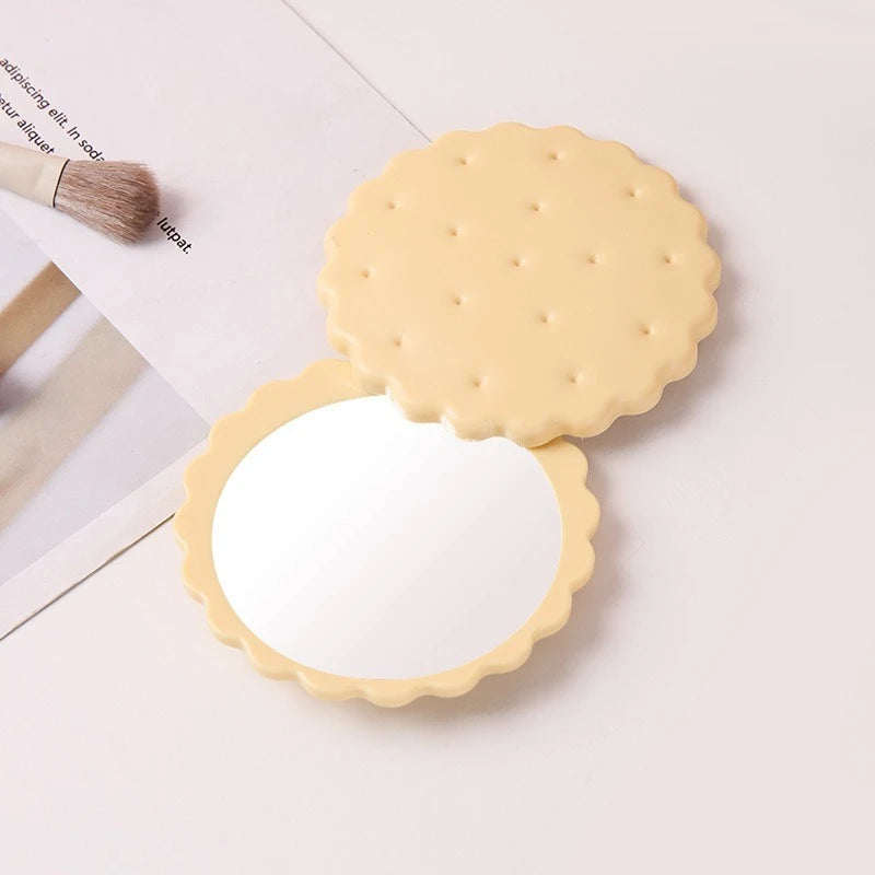 Cheese Biscuit Pocket Mirror – Foldable Mini Makeup Mirror Pocket Makeup Mirror QXL Round yellow