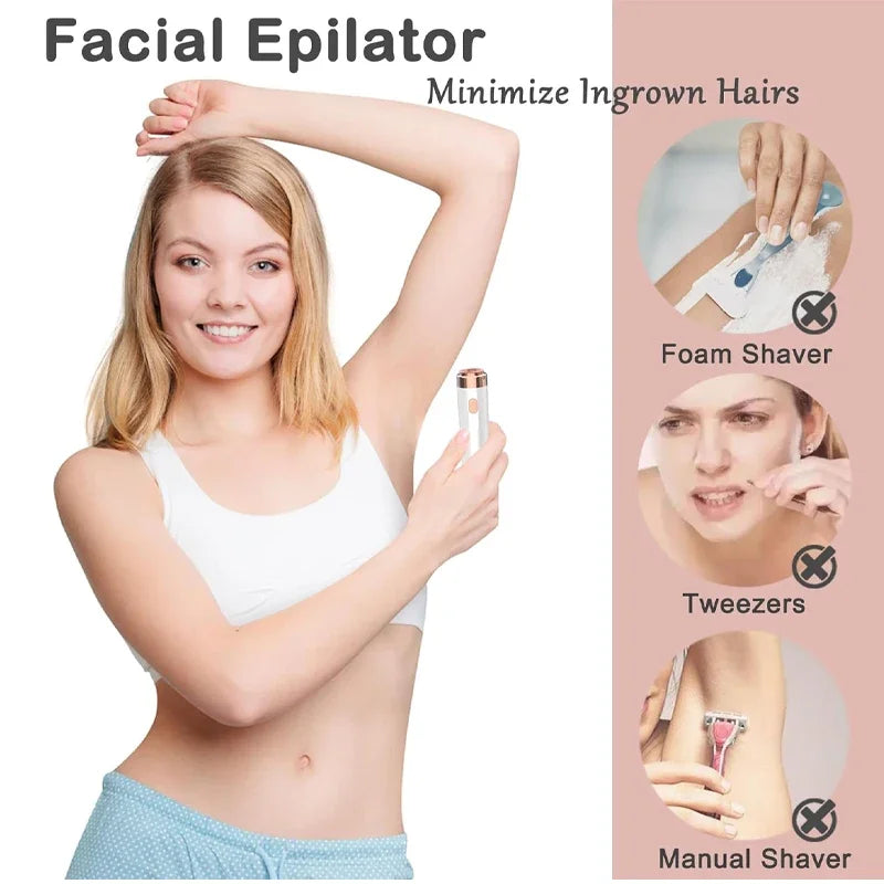 2-in-1 Facial Epilator & Trimmer | USB Rechargeable Hair Remover Facial Epilator QXL