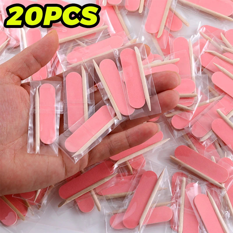 Disposable Nail File Set with Wood Sticks | 20/80/100pc Disposable Nail File QXL pink