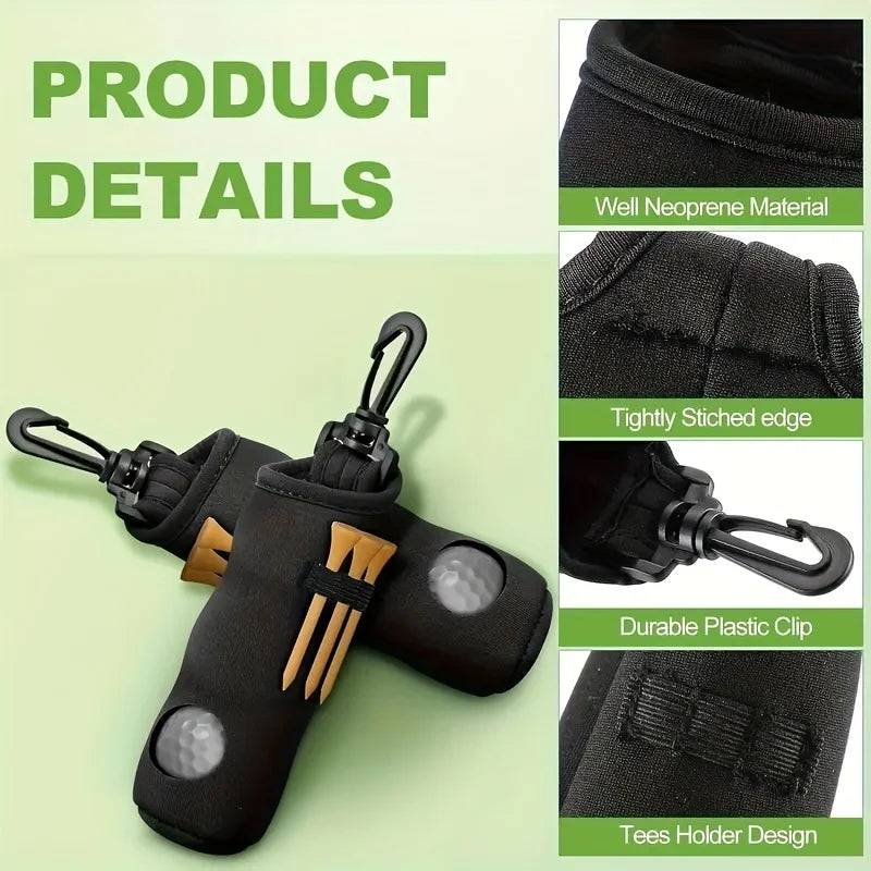Golf Ball & Tee Waist Holder with Keychain Clip | Hands-Free Golf Accessories QXL