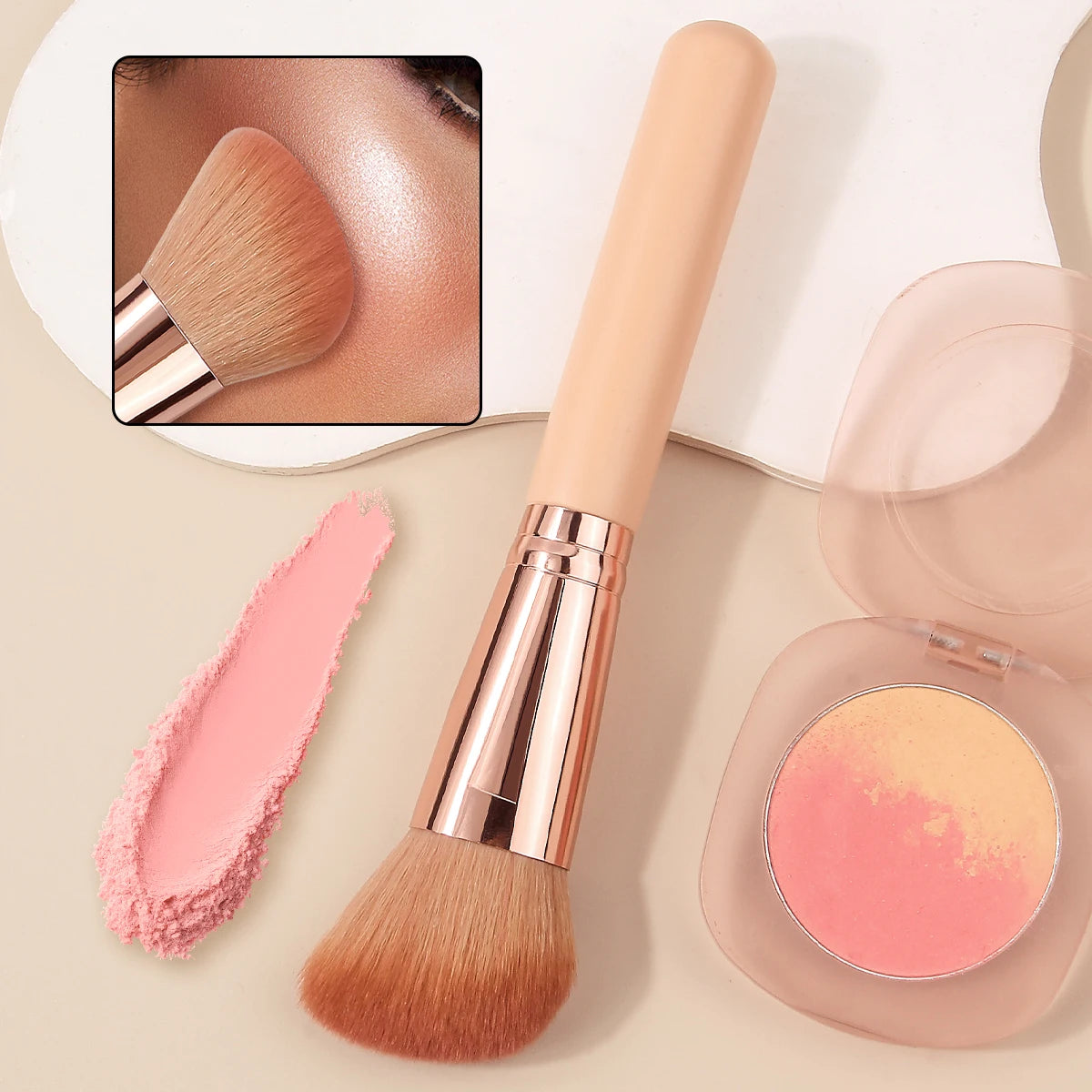 KOSSHOW Slope Makeup Brush – Wooden Handle & Nylon Bristles Makeup Brush QXL