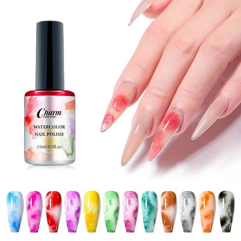 15ml Blossoming Gel Nail Polish | Watercolor Marble UV LED Gel Nail Polish QXL