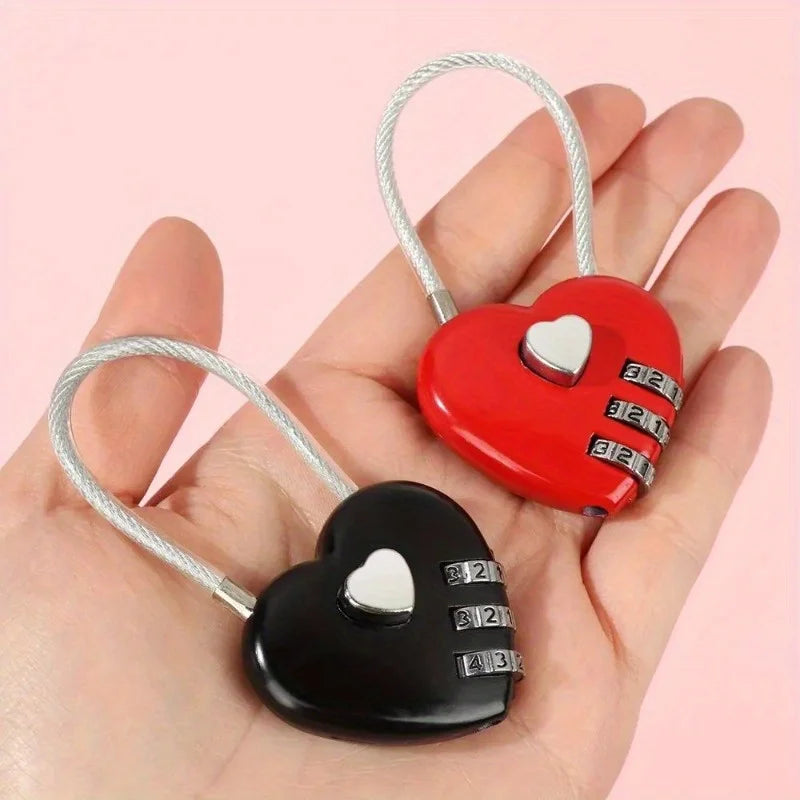 2-Pack Heart-Shaped Metal Combination Padlock for Luggage Combination Padlock QXL