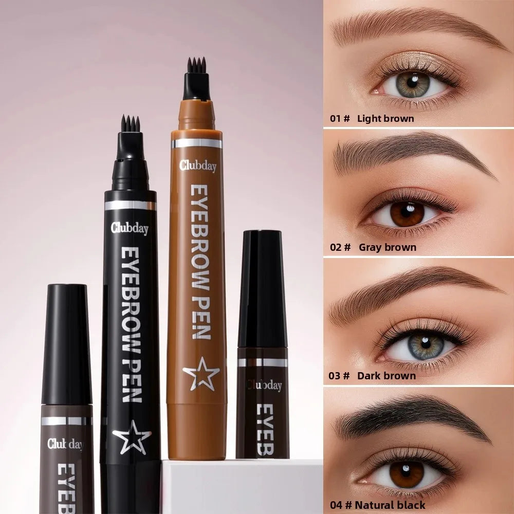 Clubday 4-Prong Eyebrow Pen – Waterproof Wild Brow Effect Eyebrow Pen QXL