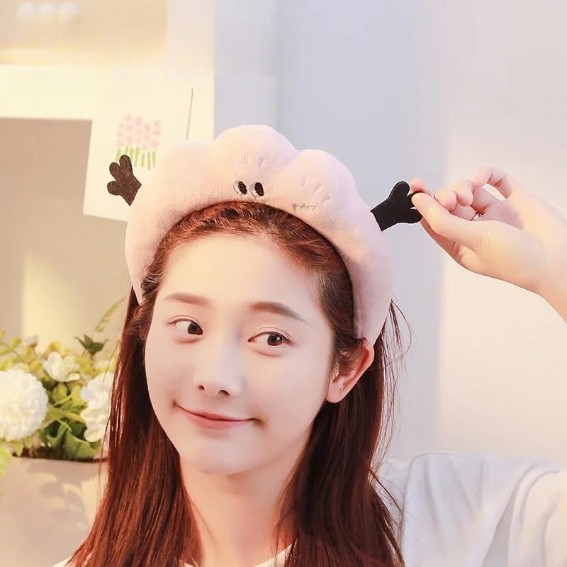 Cute Cloud Plush Headband | Makeup & Face Washing Plush Hair Headband QXL