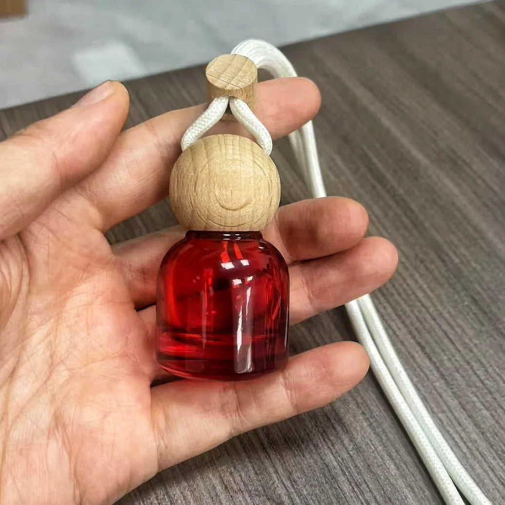 10ml Frosted Glass Car Hanging Perfume Diffuser Bottle Car Aromatherapy Diffuser QXL Transparent red