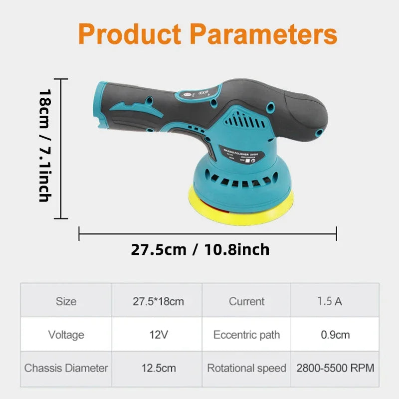 EAFC Cordless Car Polisher 8-Speed 12V Electric Wax Machine Cordless Car Polisher QXL