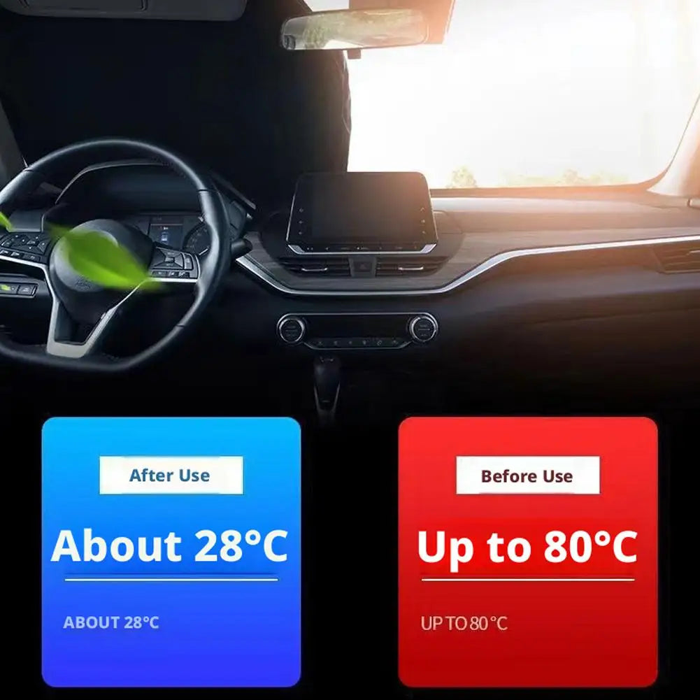 Foldable Car Windshield Sunshade | Titanium Silver UV Shield Car Windshield Sunshade QXL