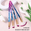 KOSSHOW 4-Piece Eye Makeup Brush Set | Fan & Brow Brushes Eye Makeup Brush Set QXL Blue