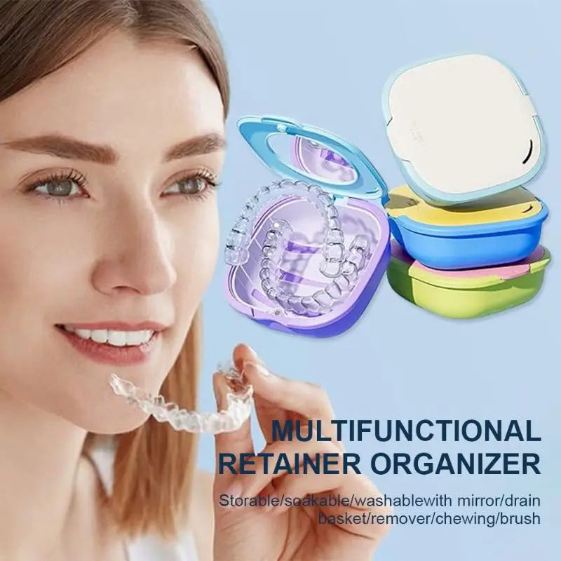 Magnetic Retainer & Denture Storage Box with Mirror Dental Appliance Case QXL