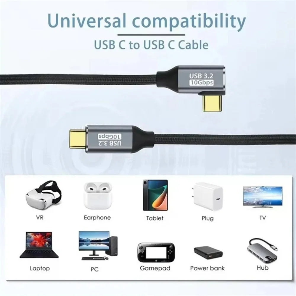 100W USB-C Extension Cable 5A Fast Charging 10Gbps 4K 60Hz USB-C Extension Cable QXL