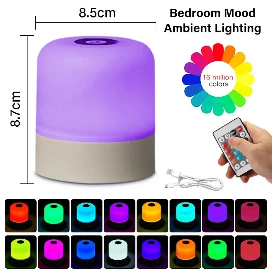 RGB Night Light with Remote | Dimmable Touch Table Lamp LED Night Light QXL RGB