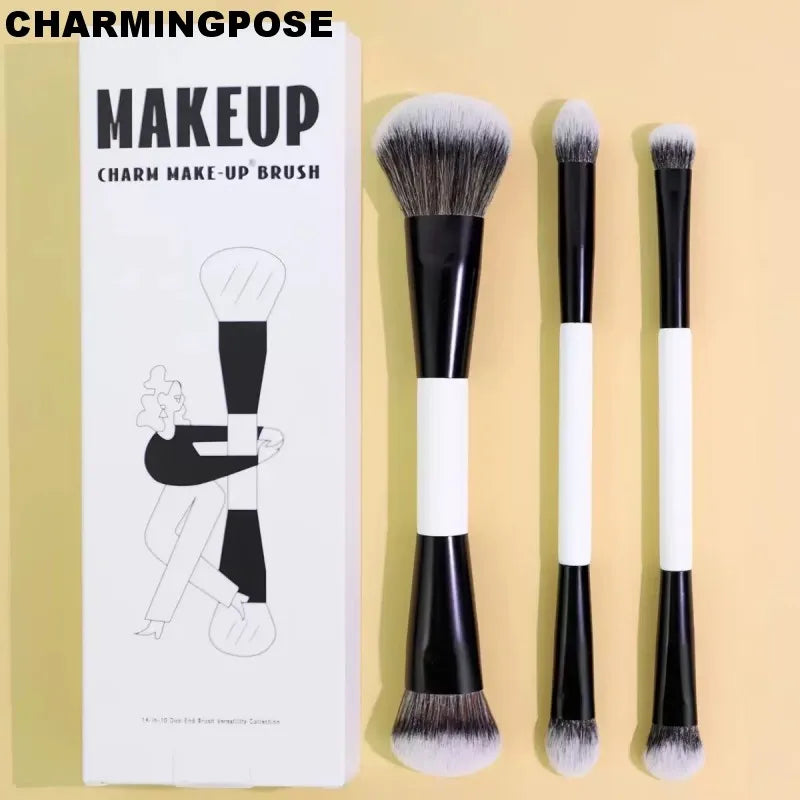 2-in-1 Dual-Ended Makeup Brush | Face & Eye Cosmetic Tool Dual-Ended Makeup Brush QXL