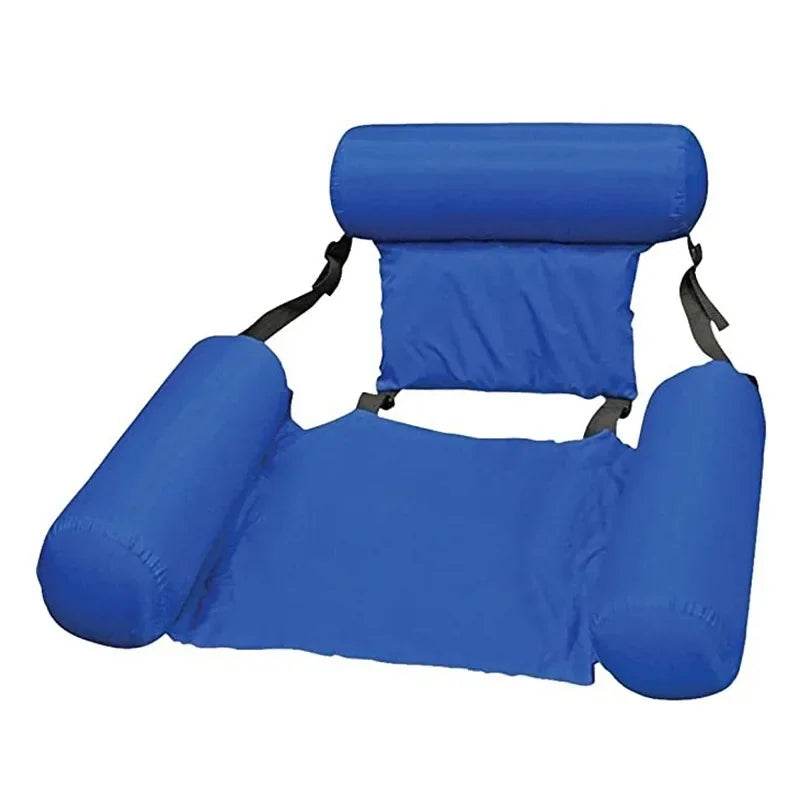 Foldable Inflatable Pool Float Hammock Lounge Chair Inflatable Pool Float QXL Blue 3