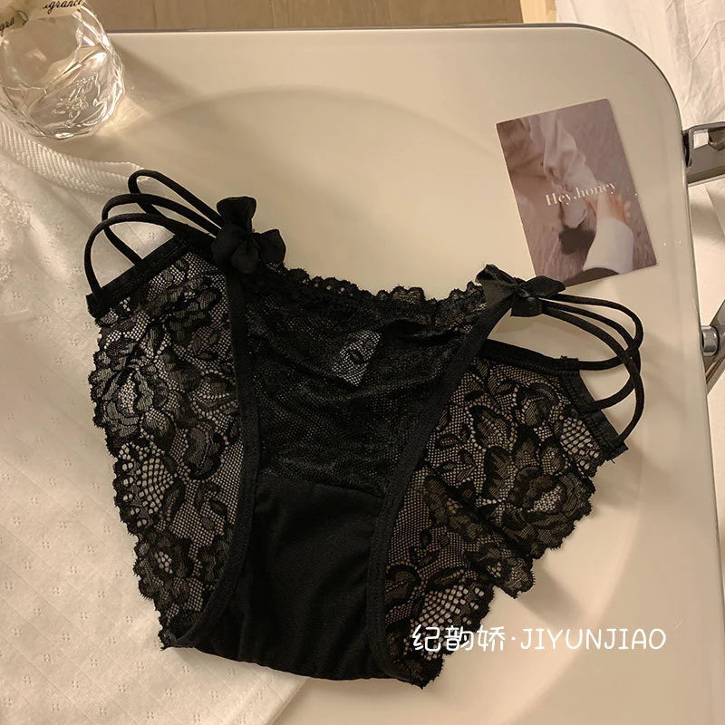 French Lace Mesh Low-Rise Triangle Briefs | Soft & Breathable Women's Lace Briefs QXL