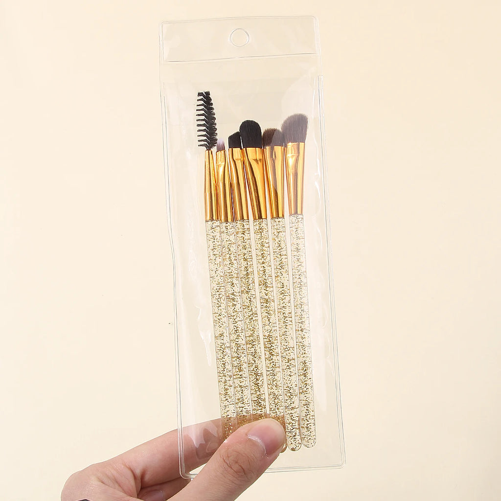KOSSHOW 6-Pc Gold Eye Makeup Brush Set with PVC Storage Bag Eye Makeup Brush Set QXL